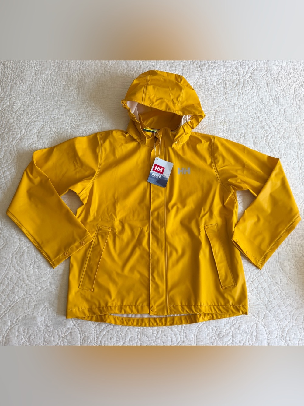 NWT Helly-Hansen Juniors Youth 14 OR Women's XS/S/M Moss Rain Coat Jacket Yellow